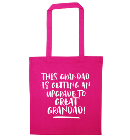 This grandad is getting an upgrade to great grandad! pink tote bag