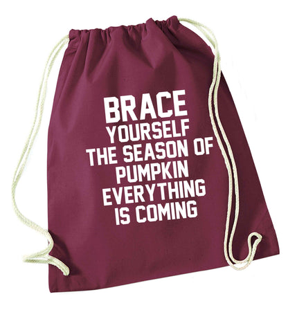 To my Little Pumpkin maroon drawstring bag