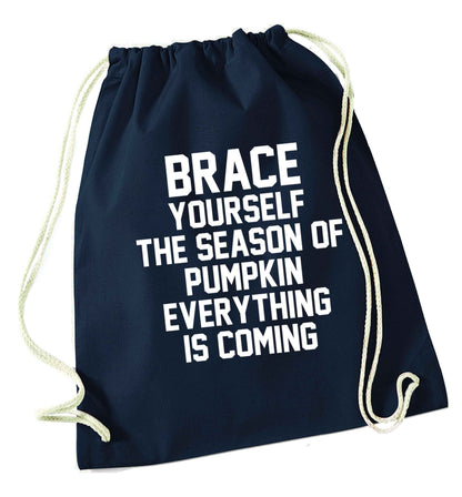 To my Little Pumpkin navy drawstring bag