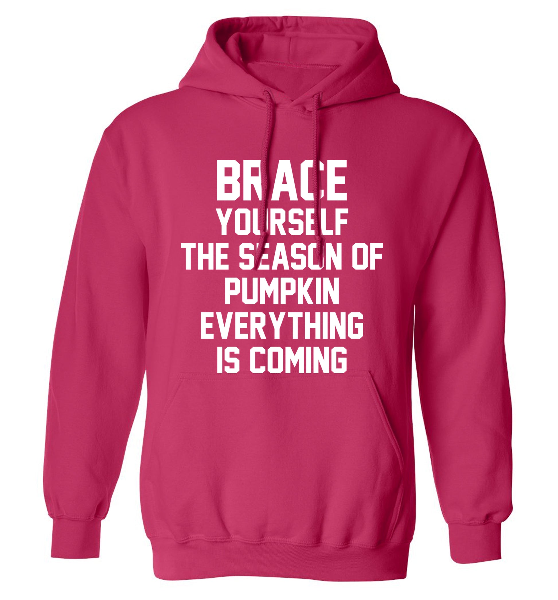 Brace yourself the season of pumpkin everything is coming adults unisex pink hoodie 2XL
