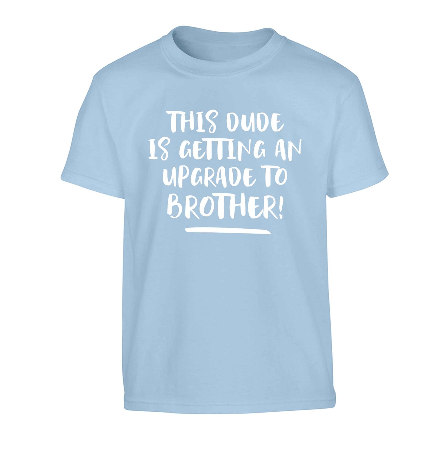 This dude is getting an upgrade to brother! Children's light blue Tshirt 12-13 Years