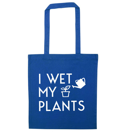 I wet my plants blue tote bag