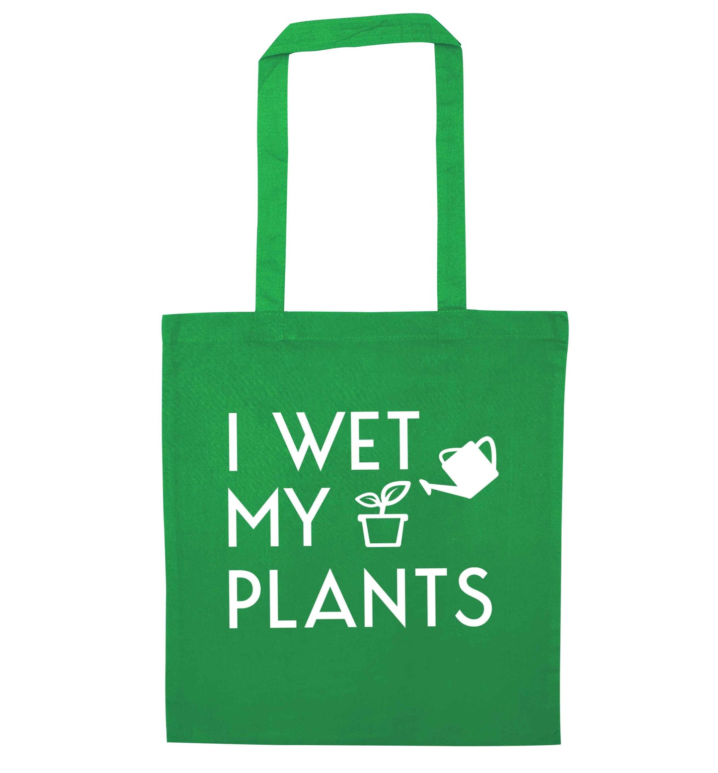 I wet my plants green tote bag