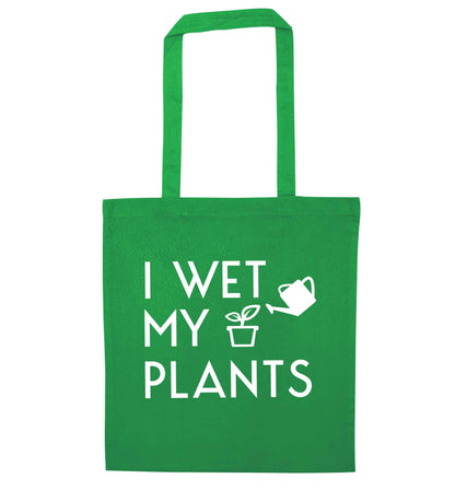 I wet my plants green tote bag