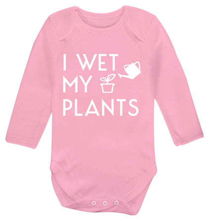I wet my plants Baby Vest long sleeved pale pink 6-12 months