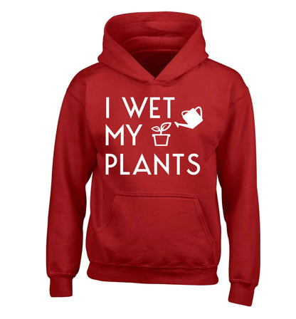 I wet my plants children's red hoodie 12-13 Years