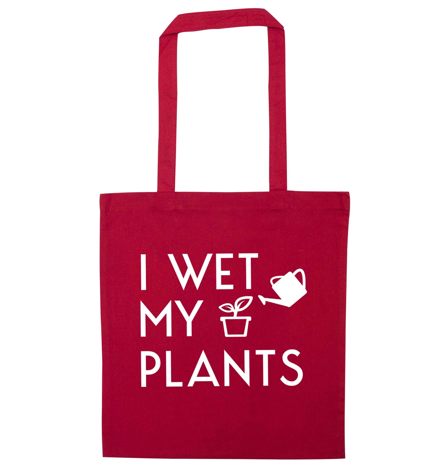 I wet my plants red tote bag