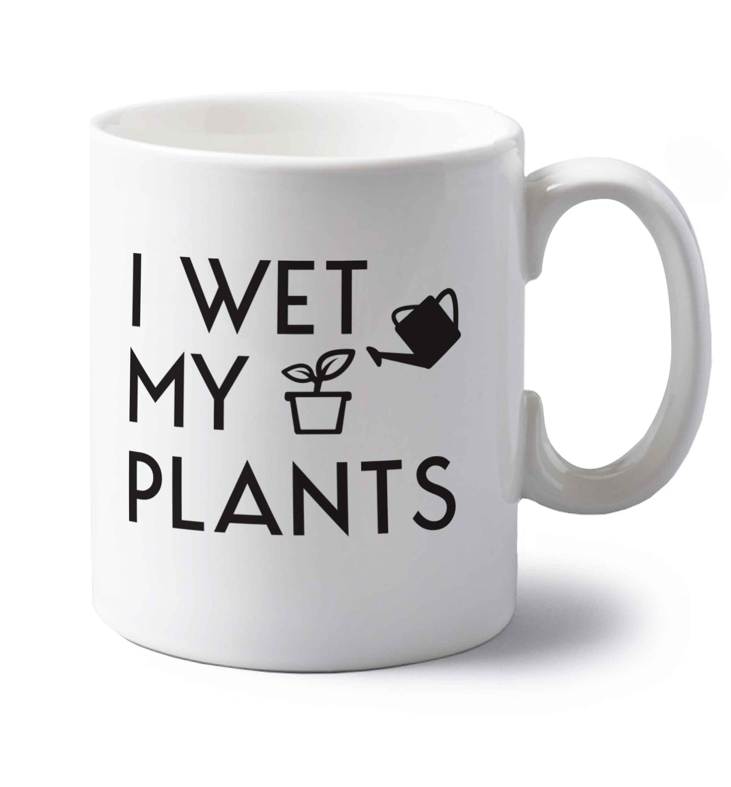 I wet my plants left handed white ceramic mug 