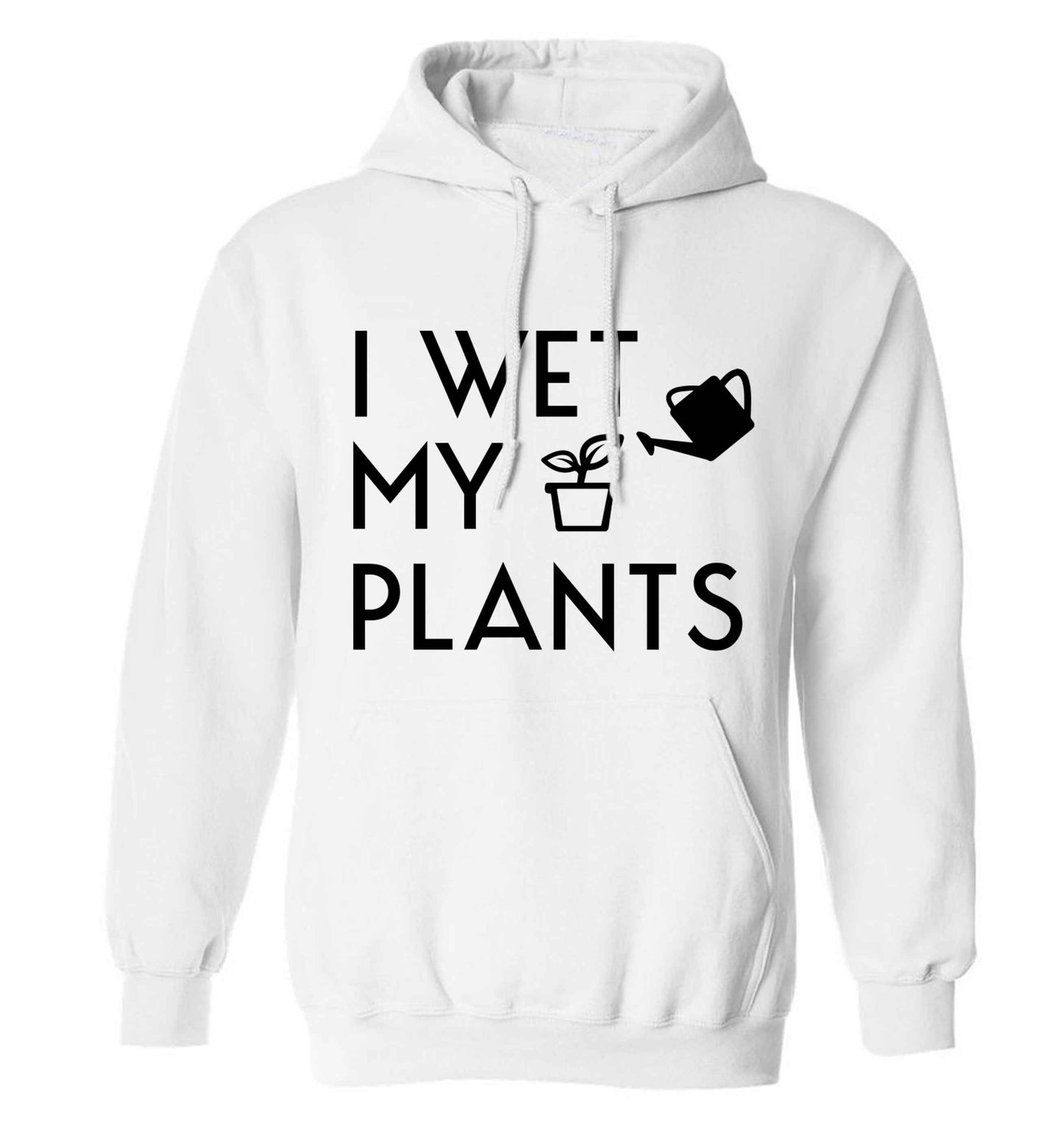 I wet my plants adults unisex white hoodie 2XL