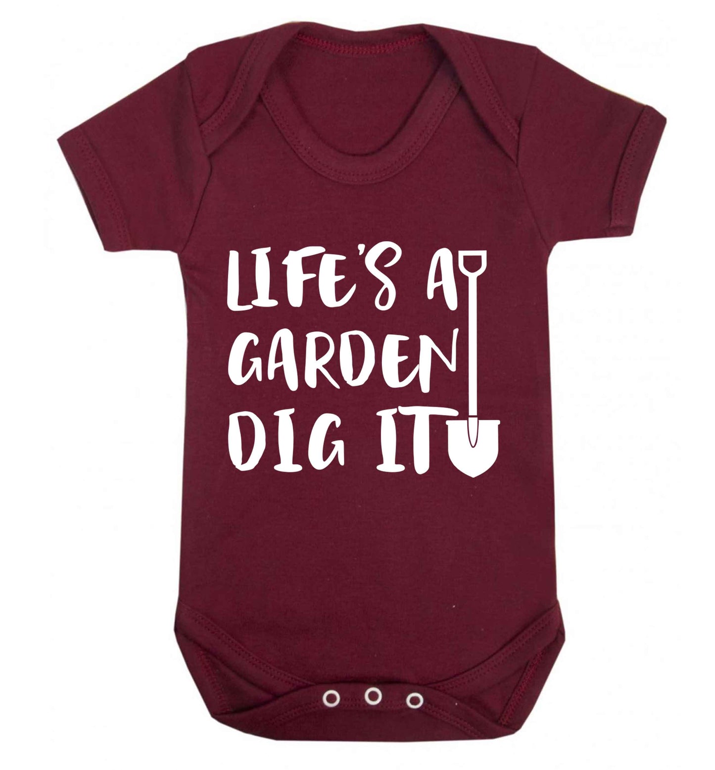 Life's a garden dig it Baby Vest maroon 18-24 months