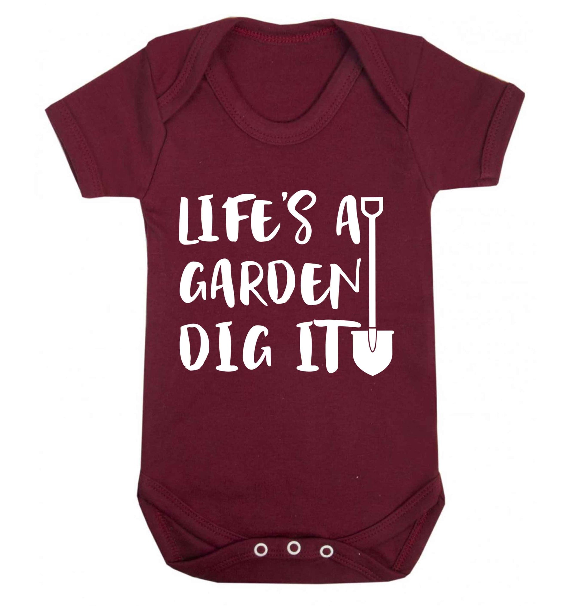 Life's a garden dig it Baby Vest maroon 18-24 months