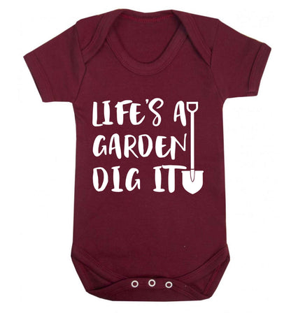 Life's a garden dig it Baby Vest maroon 18-24 months
