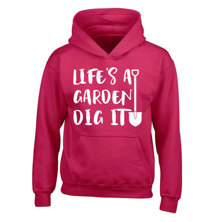 Life's a garden dig it children's pink hoodie 12-13 Years