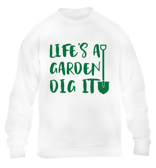 Life's a garden dig it children's white sweater 12-13 Years