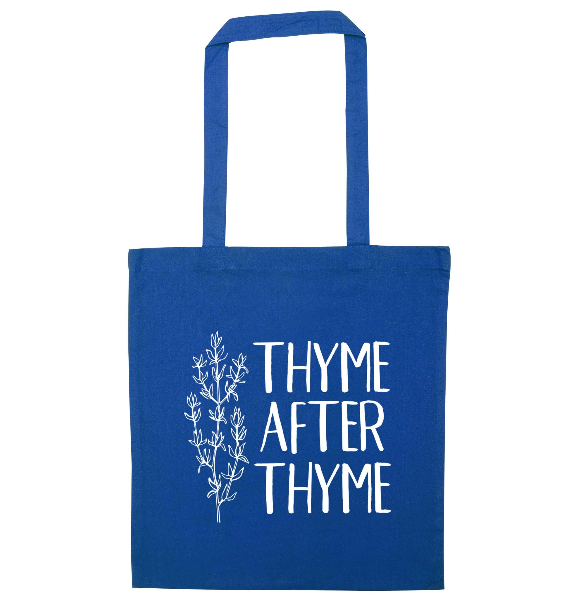 Thyme after thyme blue tote bag