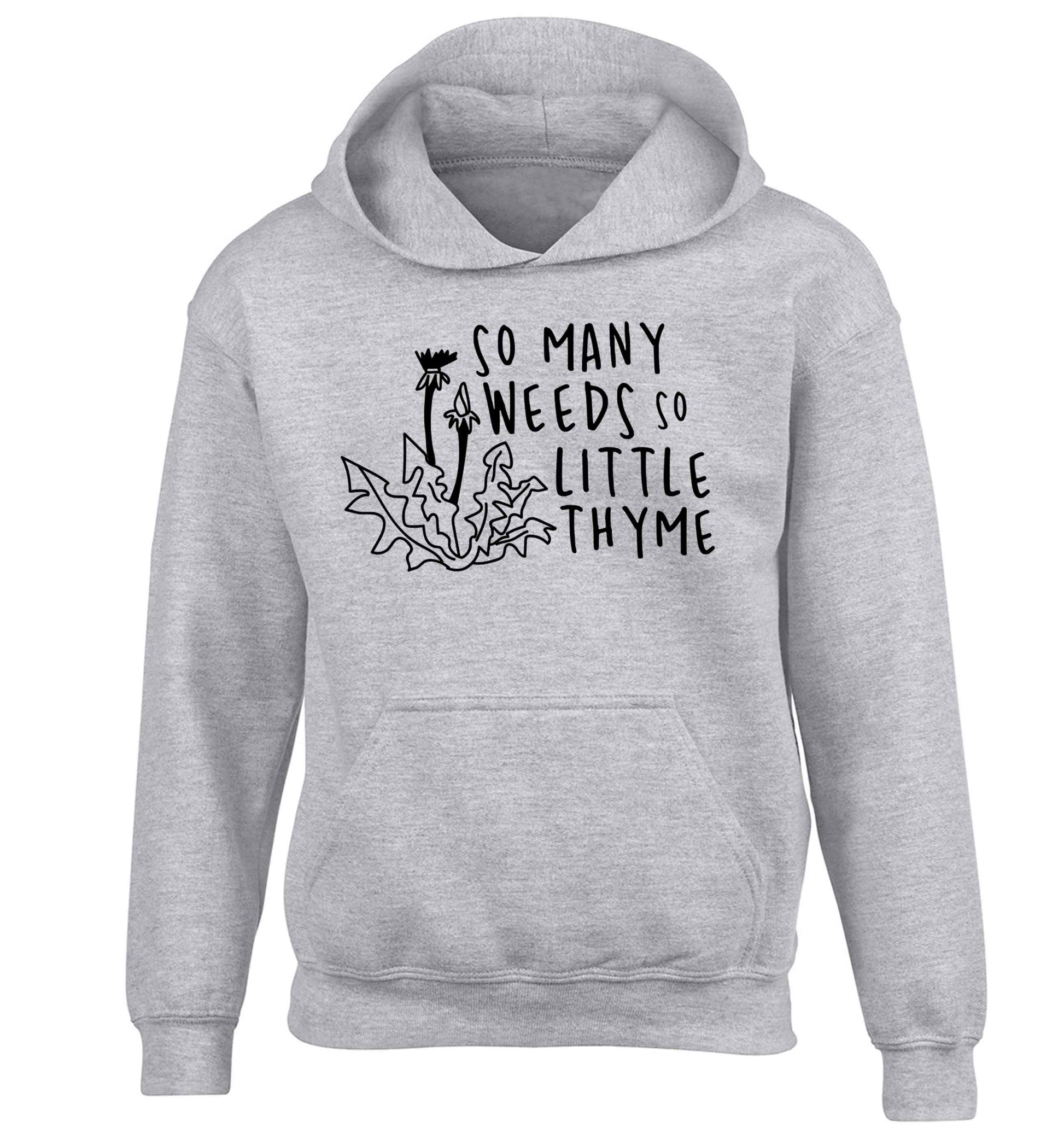 So many weeds so little thyme children's grey hoodie 12-13 Years