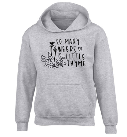 So many weeds so little thyme children's grey hoodie 12-13 Years
