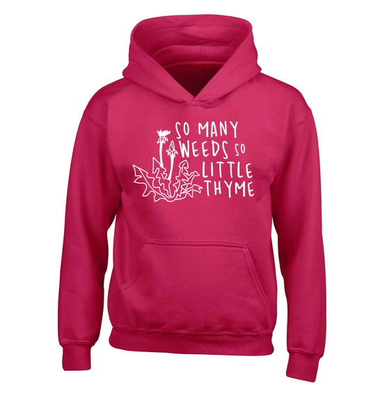 So many weeds so little thyme children's pink hoodie 12-13 Years