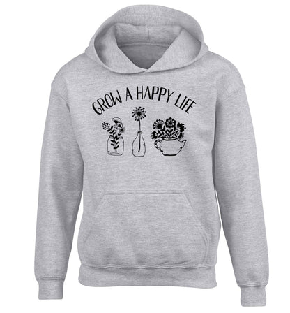 Grow a happy life children's grey hoodie 12-13 Years