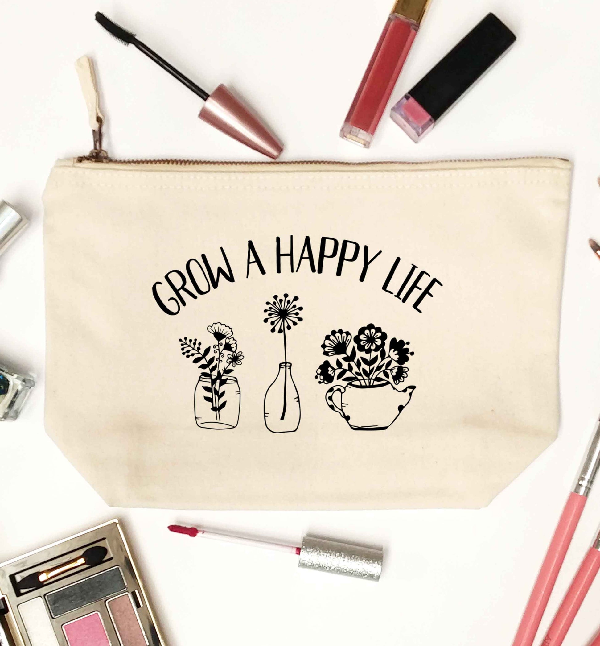 Grow a happy life natural makeup bag