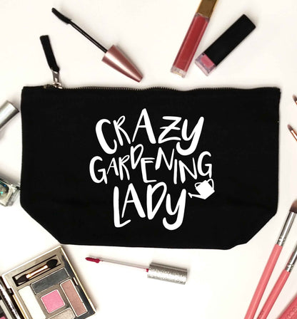 Crazy gardening lady black makeup bag