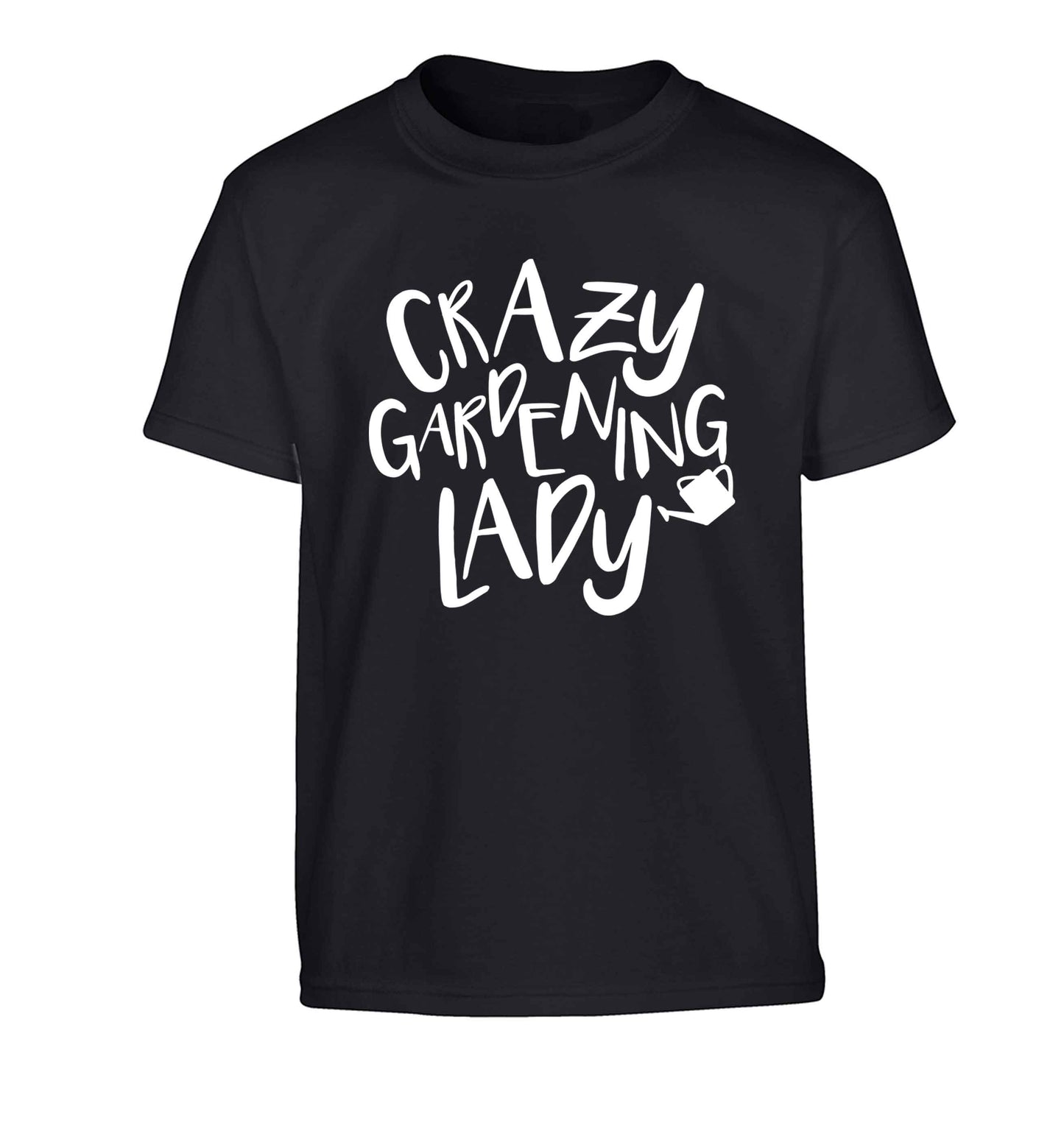 Crazy gardening lady Children's black Tshirt 12-13 Years