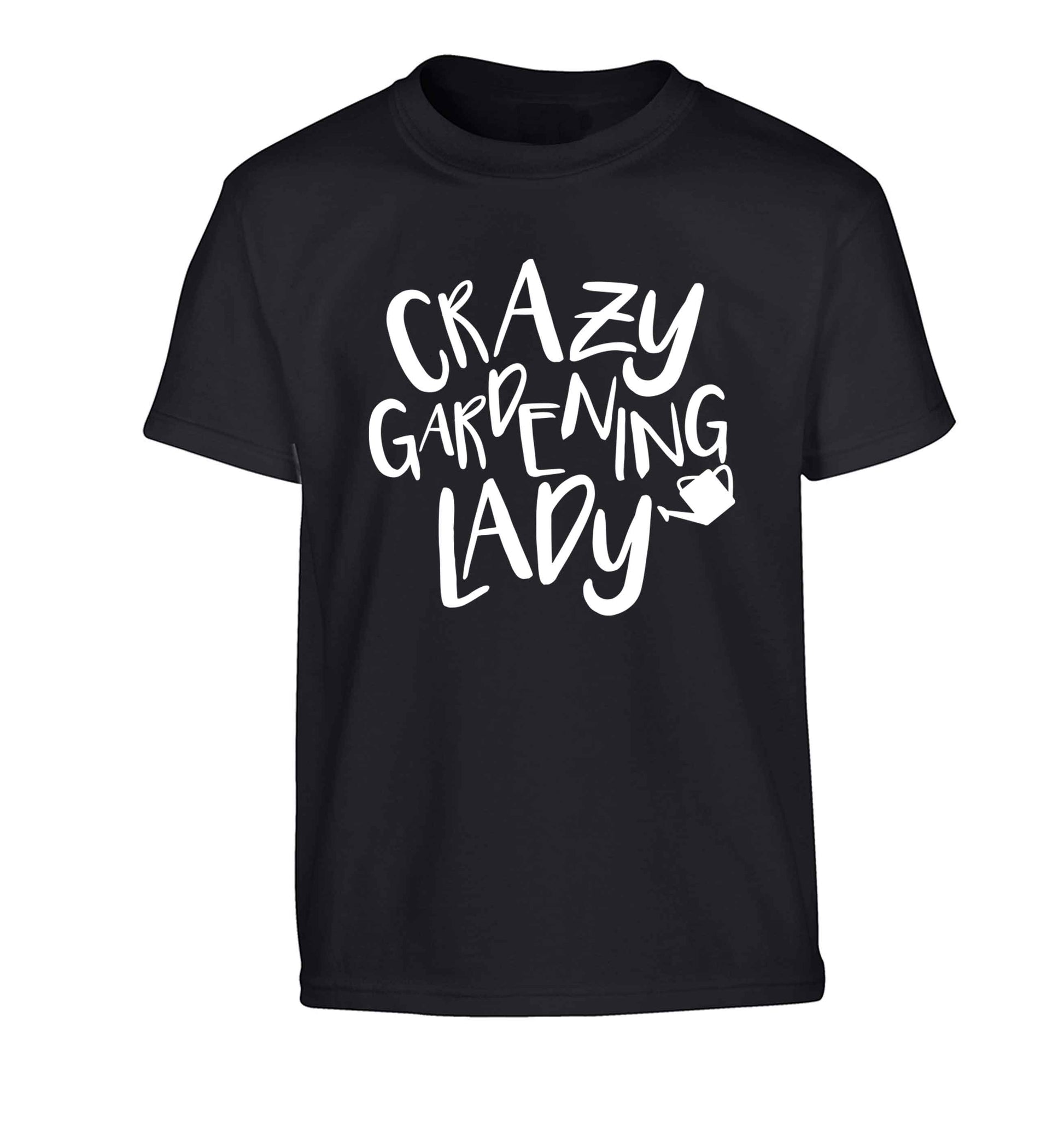 Crazy gardening lady Children's black Tshirt 12-13 Years