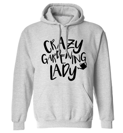 Crazy gardening lady adults unisex grey hoodie 2XL