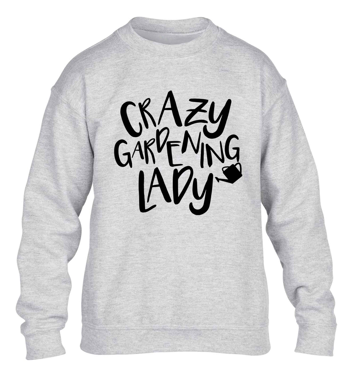 Crazy gardening lady children's grey sweater 12-13 Years
