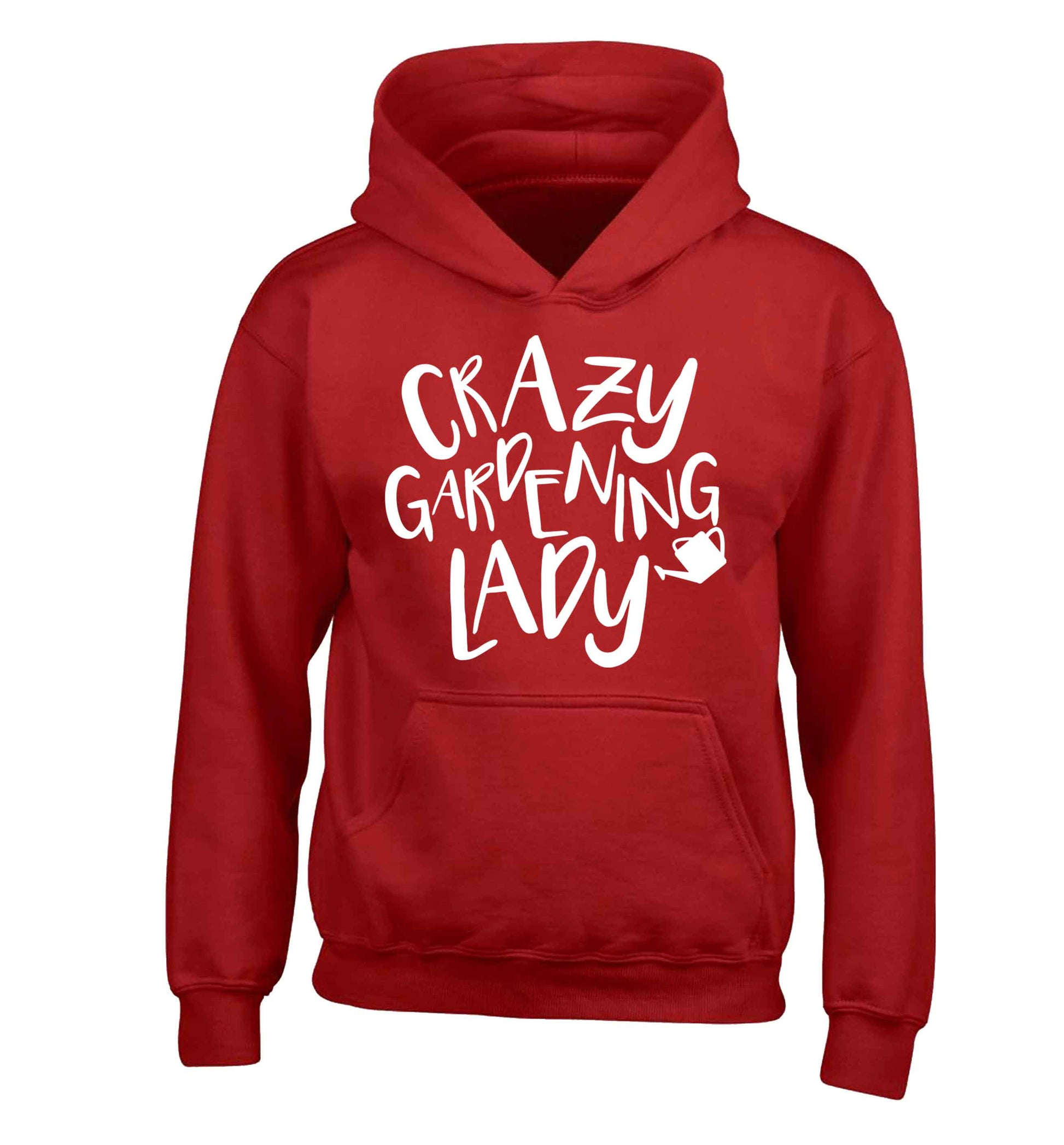 Crazy gardening lady children's red hoodie 12-13 Years