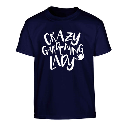 Crazy gardening lady Children's navy Tshirt 12-13 Years