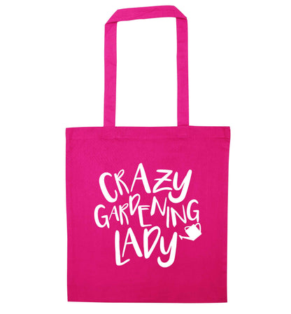 Crazy gardening lady pink tote bag