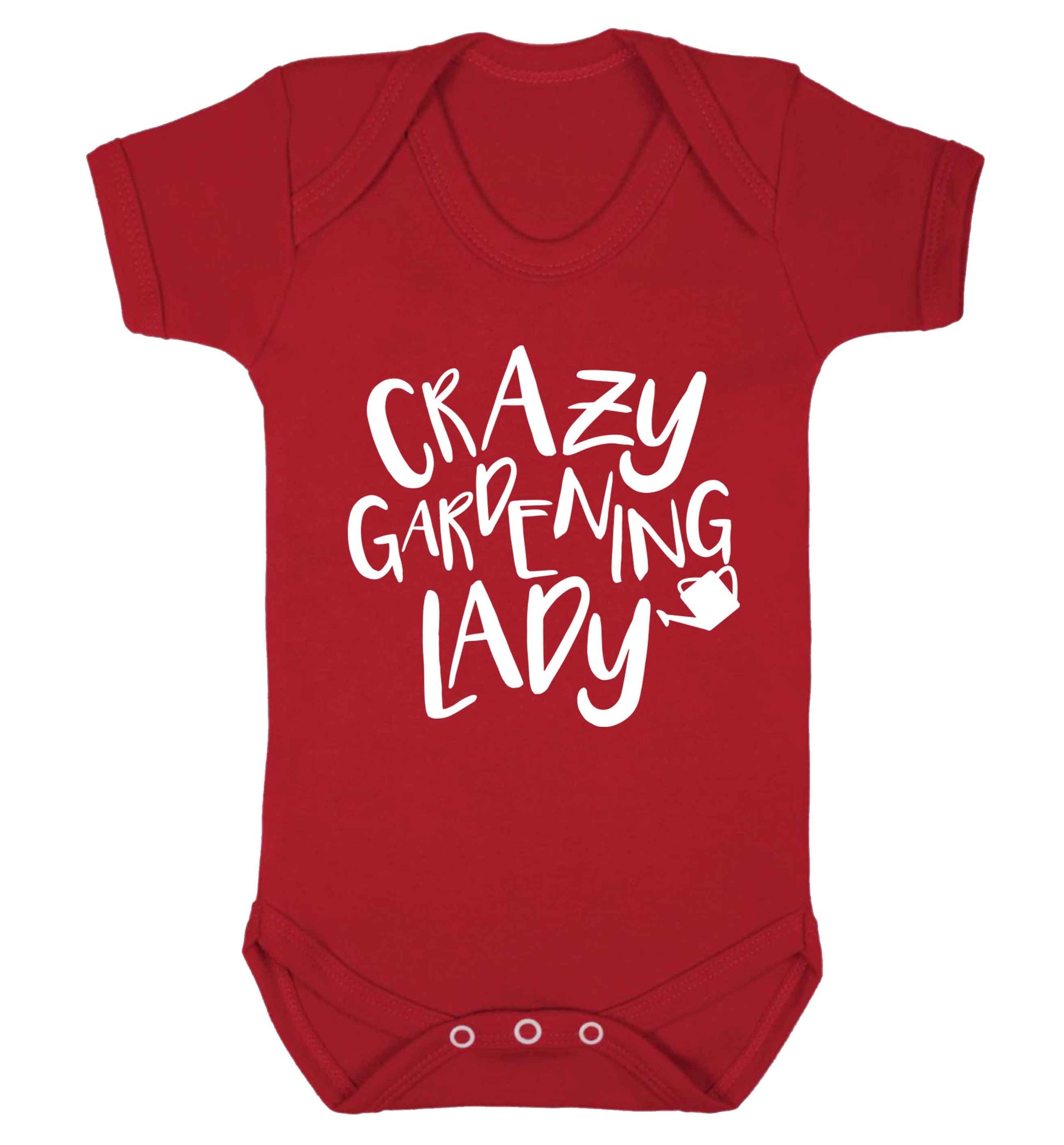 Crazy gardening lady Baby Vest red 18-24 months