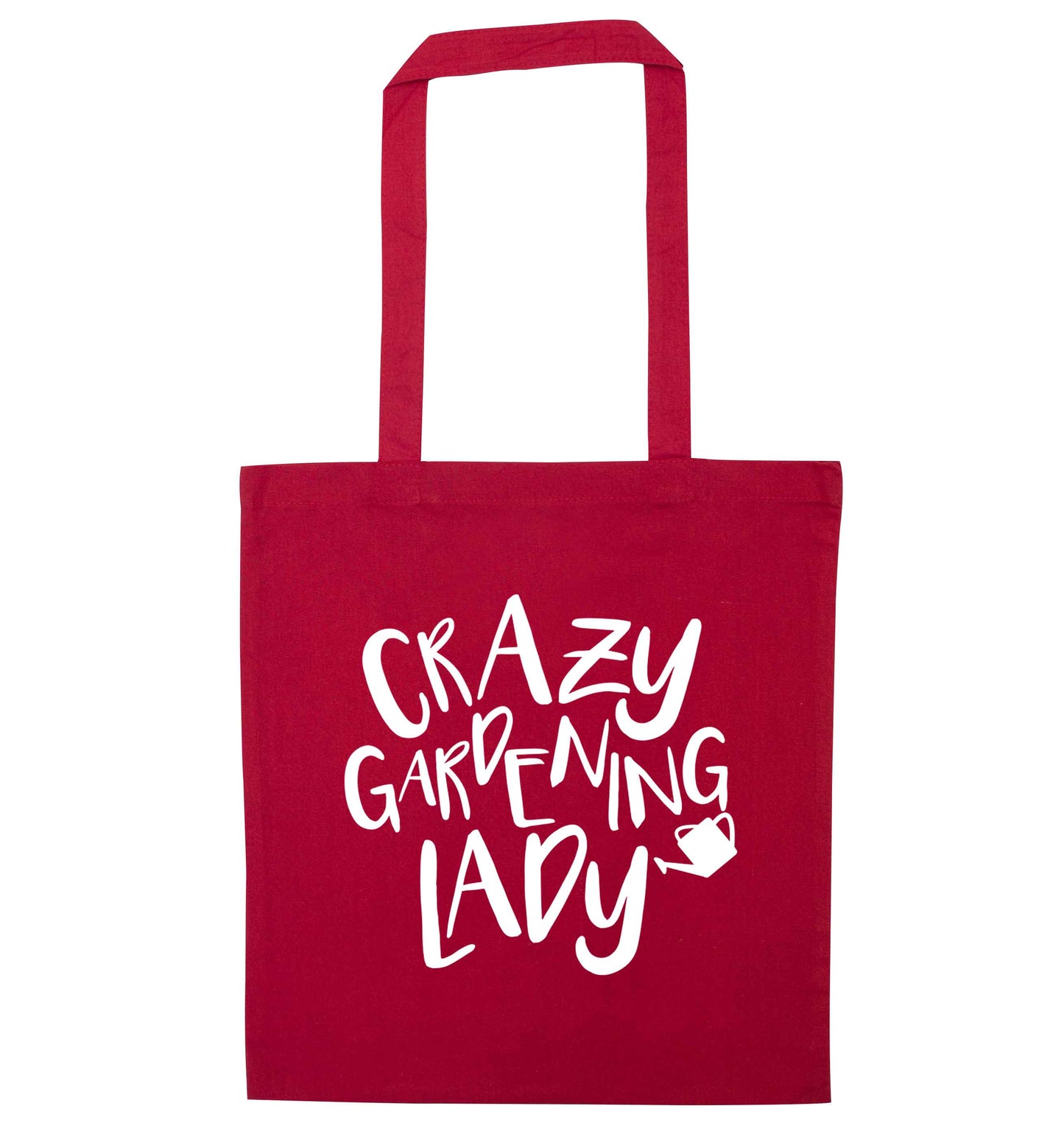 Crazy gardening lady red tote bag