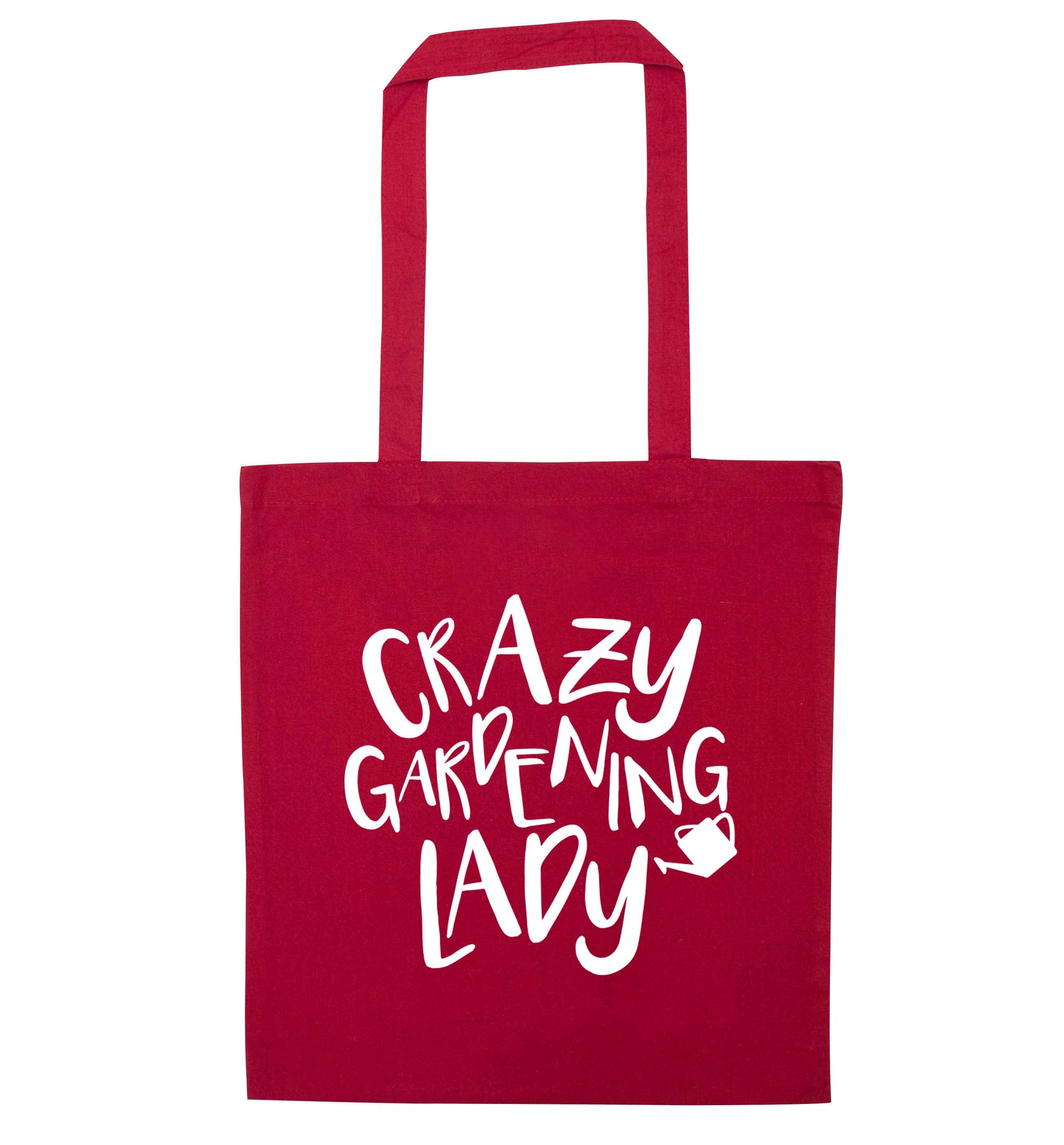 Crazy gardening lady red tote bag