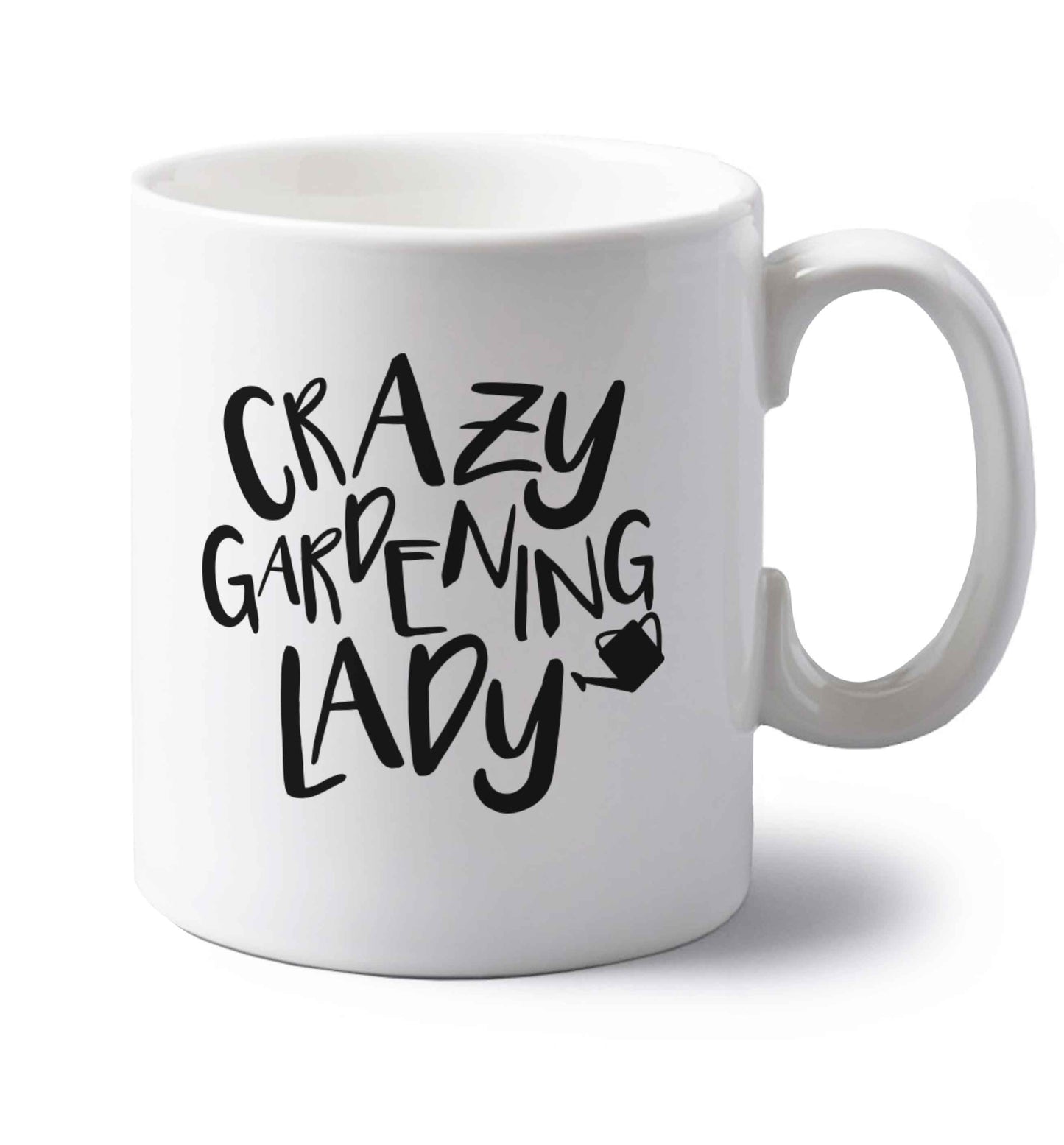 Crazy gardening lady left handed white ceramic mug 
