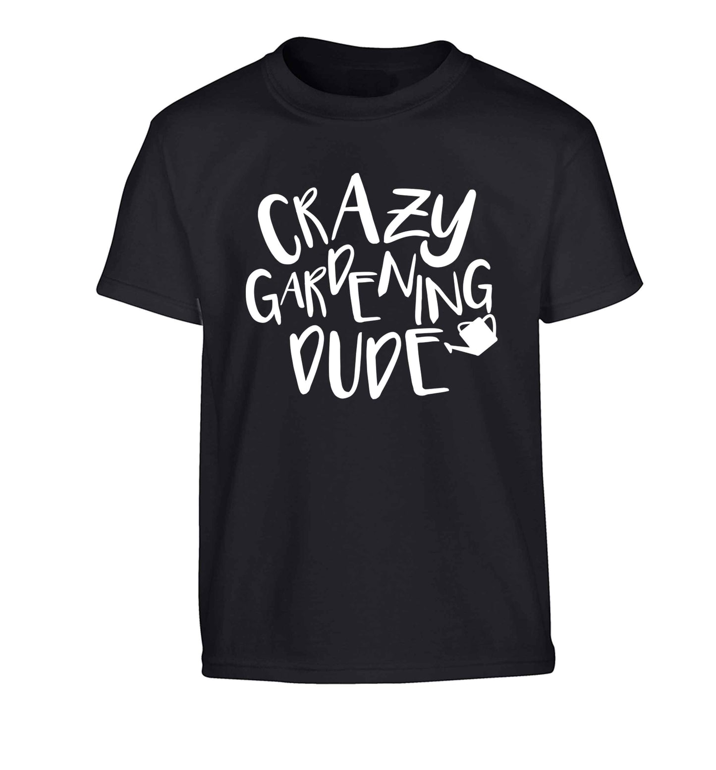Crazy gardening dude Children's black Tshirt 12-13 Years