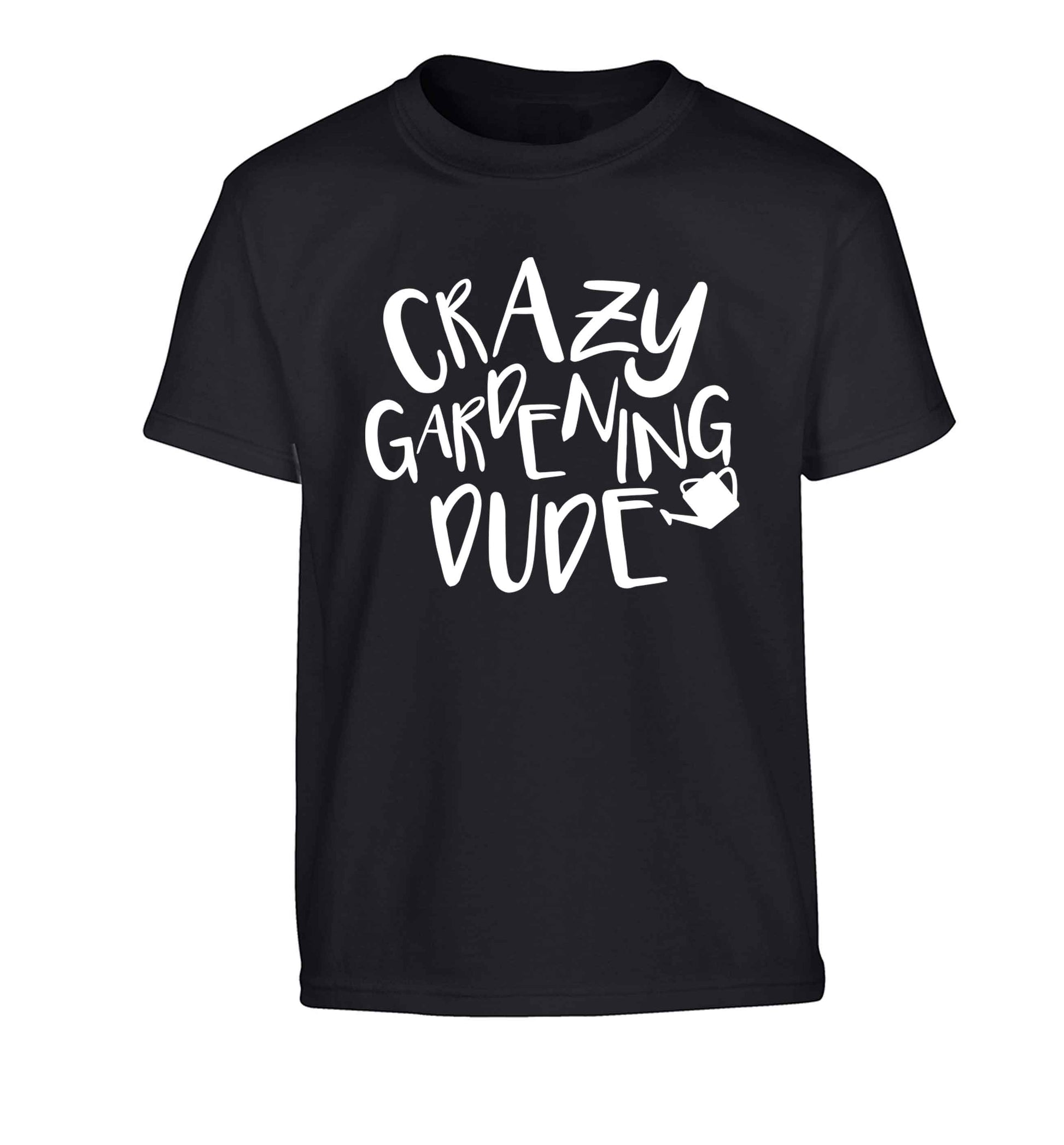 Crazy gardening dude Children's black Tshirt 12-13 Years