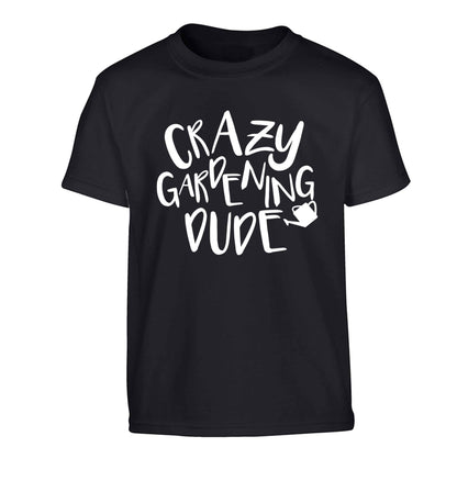 Crazy gardening dude Children's black Tshirt 12-13 Years