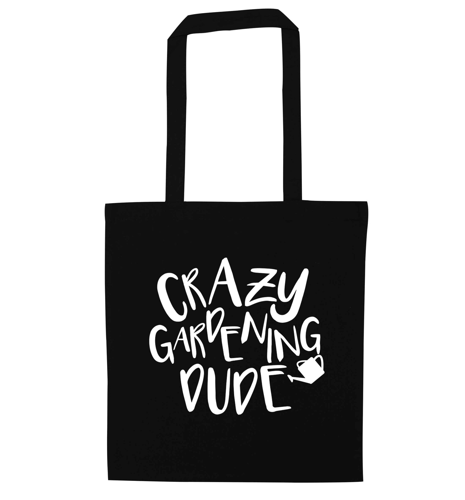 Crazy gardening dude black tote bag