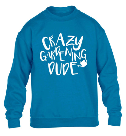Crazy gardening dude children's blue sweater 12-13 Years