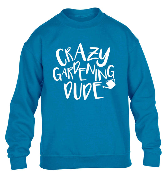 Crazy gardening dude children's blue sweater 12-13 Years