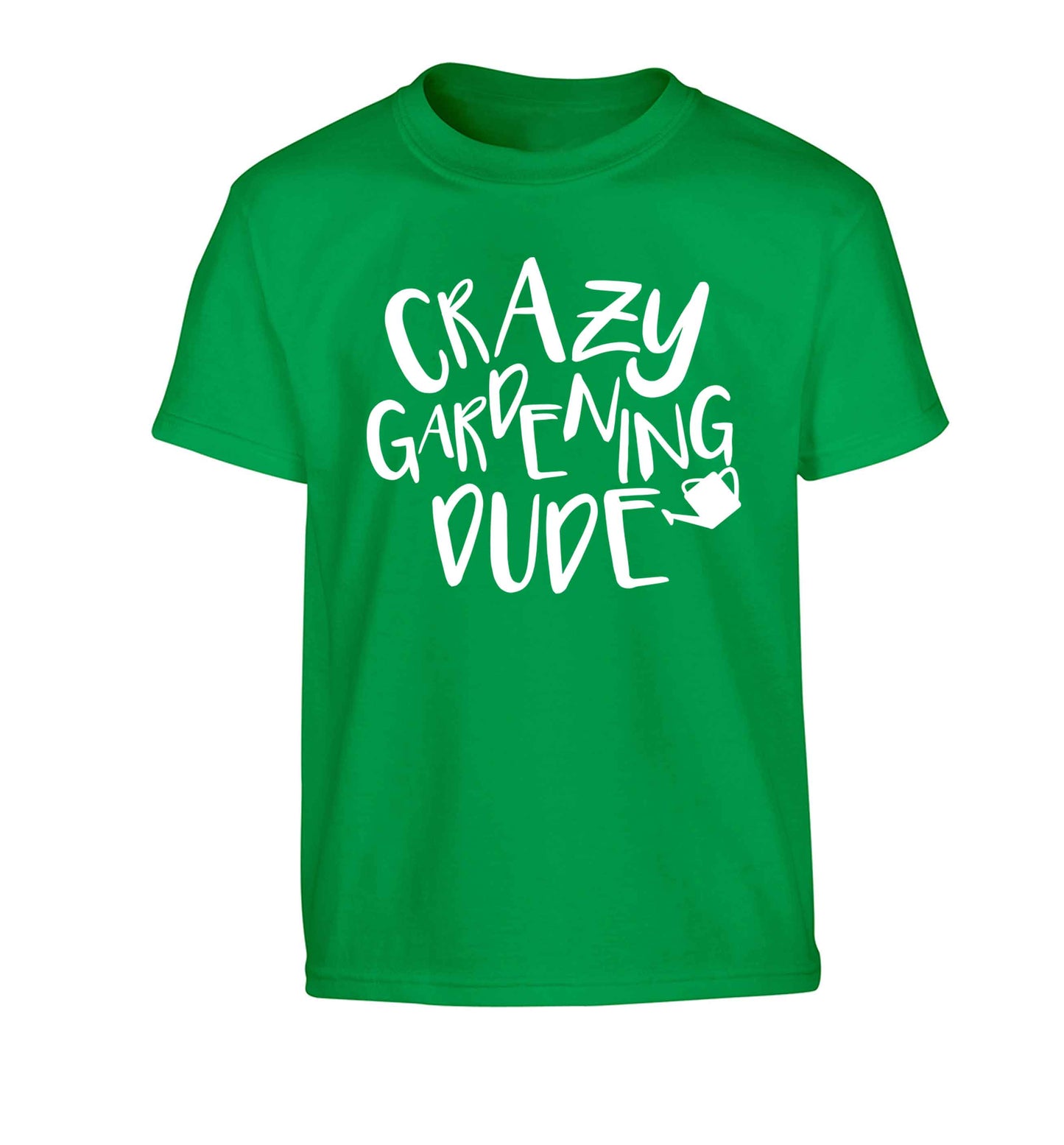Crazy gardening dude Children's green Tshirt 12-13 Years