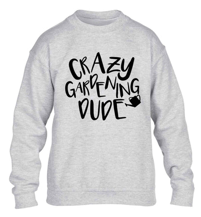 Crazy gardening dude children's grey sweater 12-13 Years
