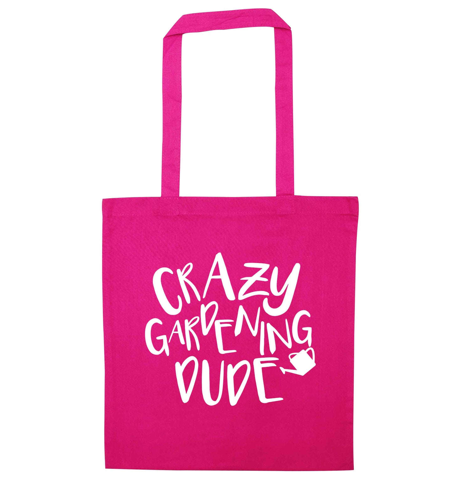 Crazy gardening dude pink tote bag