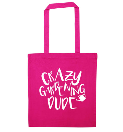 Crazy gardening dude pink tote bag