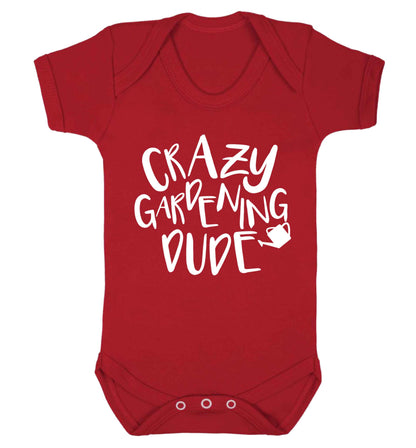 Crazy gardening dude Baby Vest red 18-24 months
