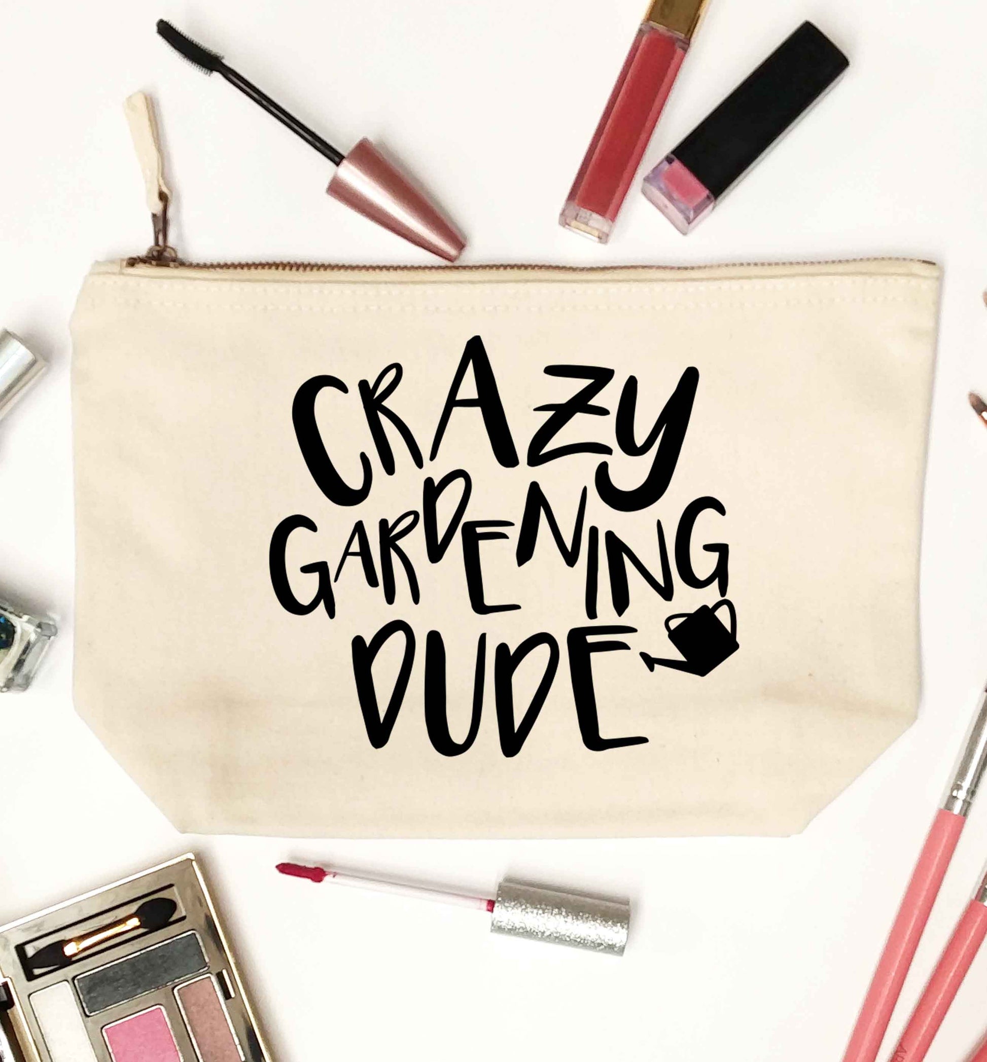 Crazy gardening dude natural makeup bag
