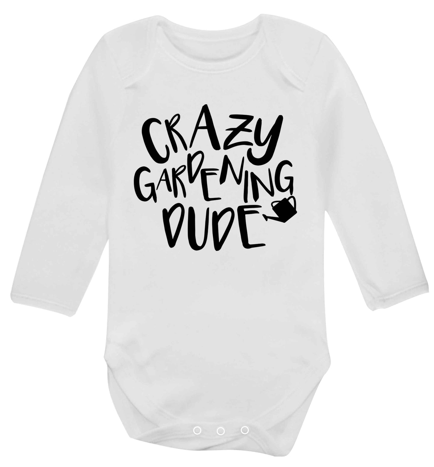 Crazy gardening dude Baby Vest long sleeved white 6-12 months