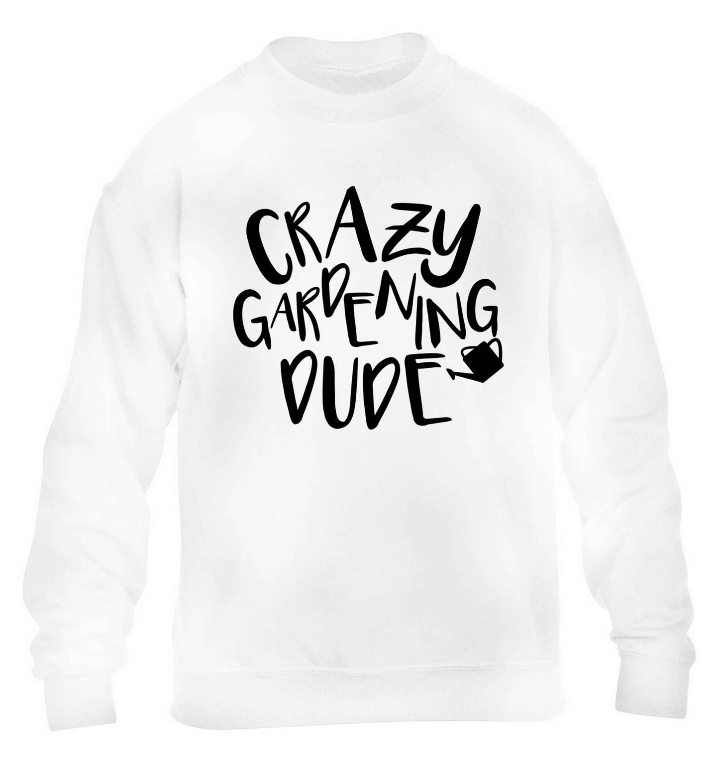 Crazy gardening dude children's white sweater 12-13 Years